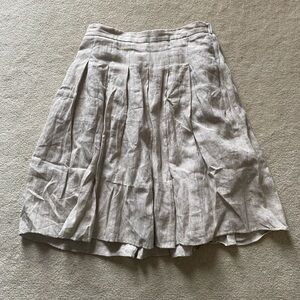 Land’s End 100% Linen Beige Lined Midi Skirt Women’s Size 10P